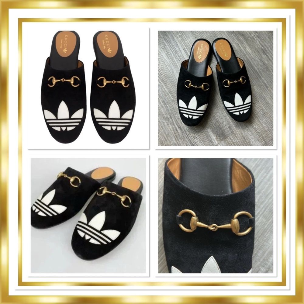 Gucci X Adidas Suede Logo Mules size 6